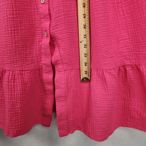 Laurel Grey Dress Women’s SZ M Pink Button Front Tie Waist Tiered Cotton EUC - Picture 12 of 16